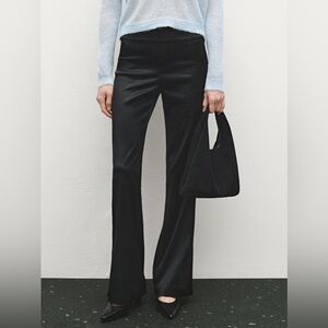 🔥Cach’e, Black SATIN FLARED TROUSERS w/VENTS, Excellent Condition, Size 10 Long